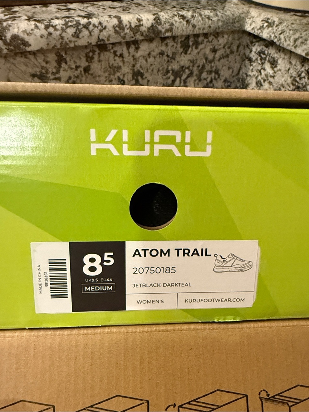 NWT Kuru Atom Trail Women’s 8.5 Jet Black/Dark Teal Trail Shoes - Picture 6 of 6